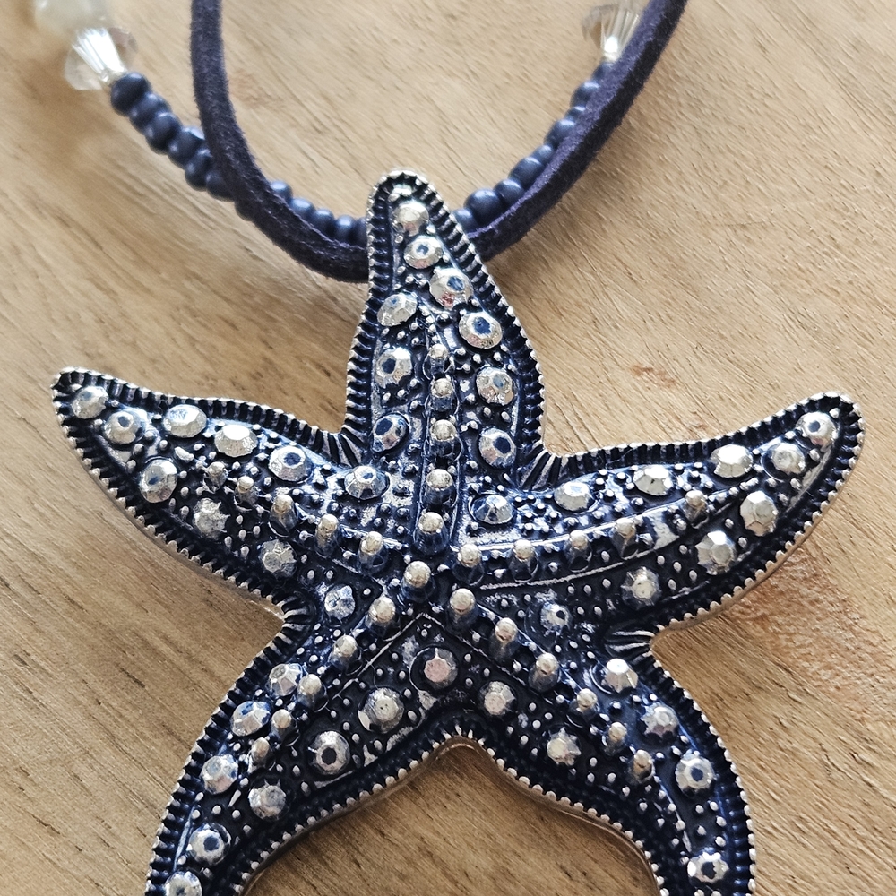 Blue Starfish Pendant Necklace - Picture 3 of 10